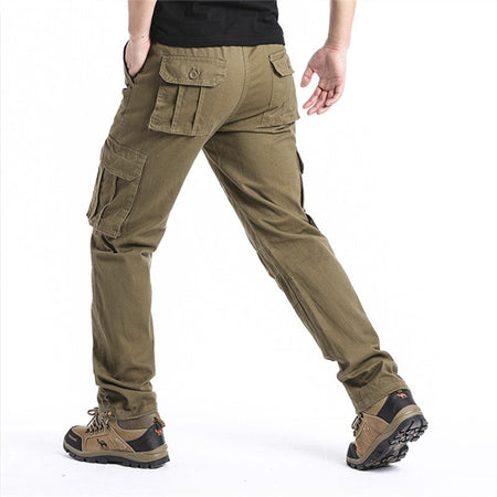 Big Size Men's Casual Sports Pants Stretch Waist Tactical Cargo Pants Man Hiking Pants Joggers Cotton Trousers