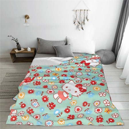 Christmas Hello Kitty Blankets Quality Warm Throw Blanket Winter Travel Office Couch Bed Graphic Bedspread
