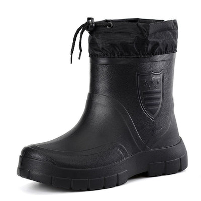 2024 Versatile Men's Rain Boots Waterproof outdoor lightweight shoe Velvet fashion short boot Casual comfort male water shoes