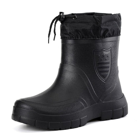 2024 Versatile Men's Rain Boots Waterproof outdoor lightweight shoe Velvet fashion short boot Casual comfort male water shoes