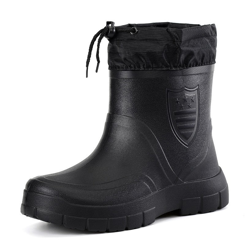 2024 Versatile Men's Rain Boots Waterproof outdoor lightweight shoe Velvet fashion short boot Casual comfort male water shoes