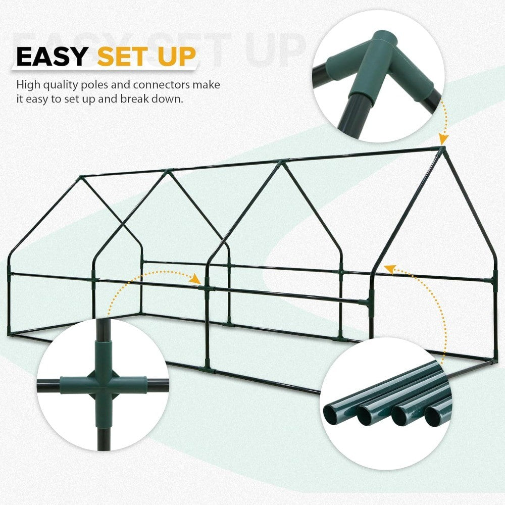 EAGLE PEAK Tunnel Greenhouse Garden Green House with Roll-Up Zipper Doors, Portable 96x36x36, Bubble Film Cover, White