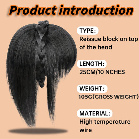 Synthetic Hair Topper With Headband Hair Bangs 3D Hair Bangs Synthetic Hair Clip In Hair Extensions For Daily Use Hair Accessori