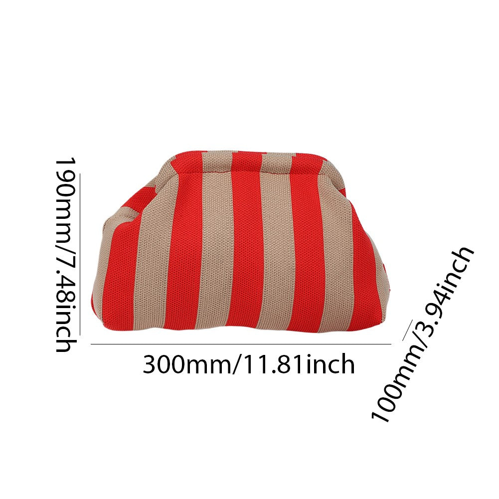 Ladies Crochet Clutch Purses Contrast Color Beach Bags Summer Woven Bags Women's Knitted Dumpling Bag Female Chic Colorblock Bag