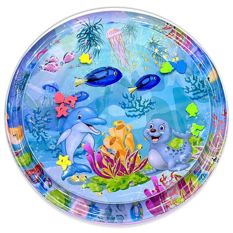 1pc 100cm/39.4inch PVC Baby Playing Water Mat Purple Round Seal Pattern Toddler Pad Kids Early Education Activity Toys Cushion