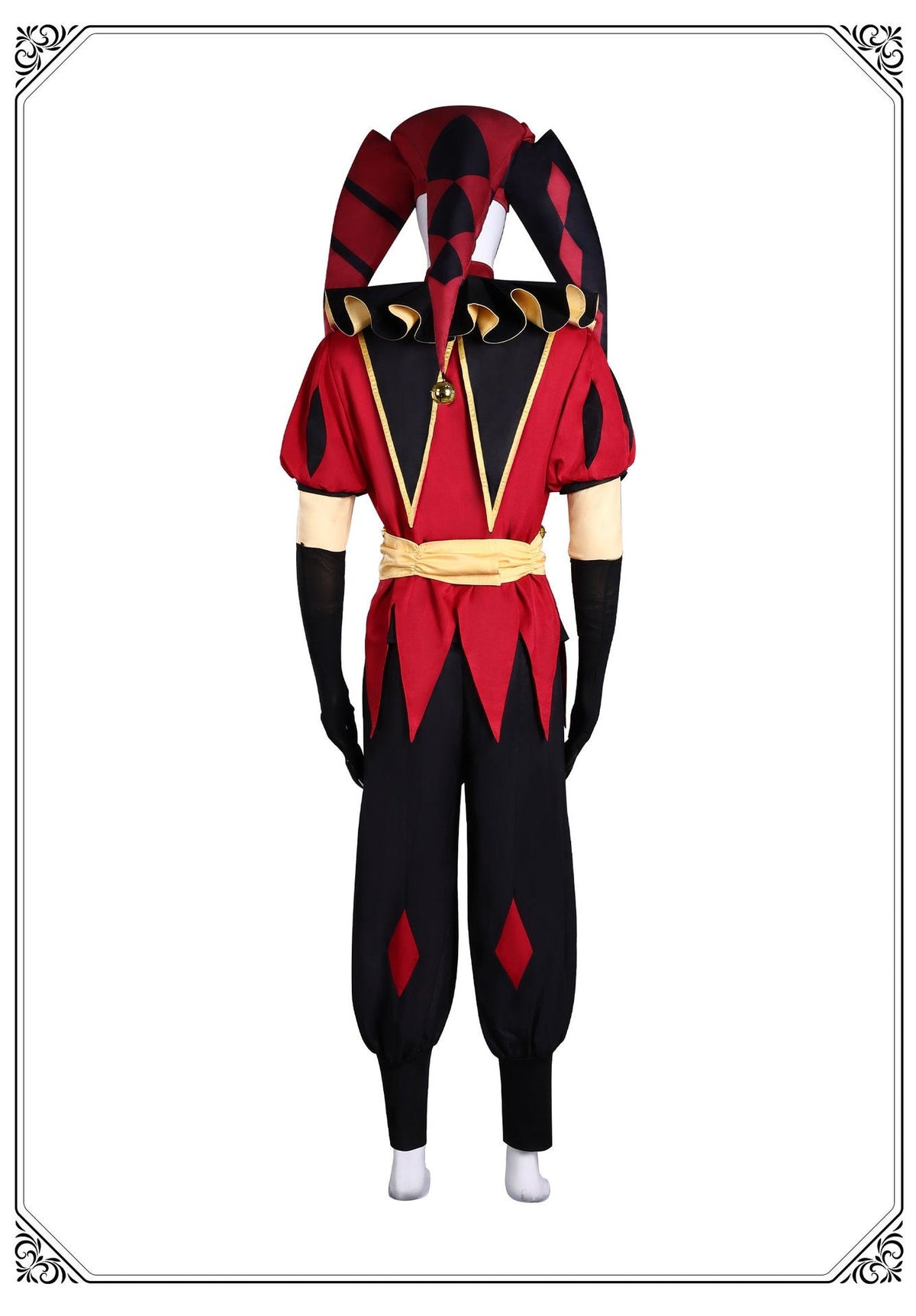 The Freak Circus Pierrot Jester Harlequin Cosplay Costume for Game Adult Clown Joker with Mask Halloween Carnival Outfits