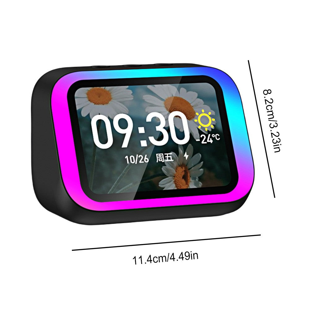 Smart Speaker Voice Assistant Portable Bluetooth Speaker Alarm Clock with HD Touch Screen Display Speaker for Bedroom Decor