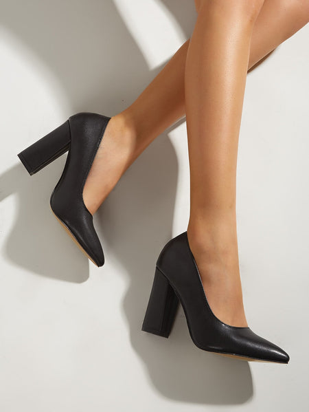 Women's New High Heel Shoes, Thick Heels, Pointed Toes, Shallow Mouth, Fashionable, Simple, Sexy, Commuting and Career
