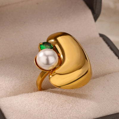 Luxury Stainless Steel Rings Gold Plated Colorful Stone Zircon Crystal Heart Ring For Women Wedding Boho Jewelry Christmas Gift