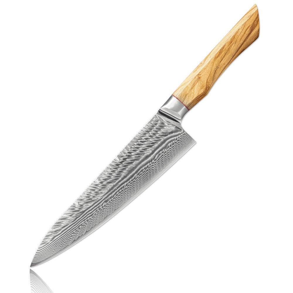 67-LAY Damascus Kitchen chef knife Set,Japanese Santoku Nakiri Knife Utility Knife Boning Knife,Cooking knife Olive wood HD