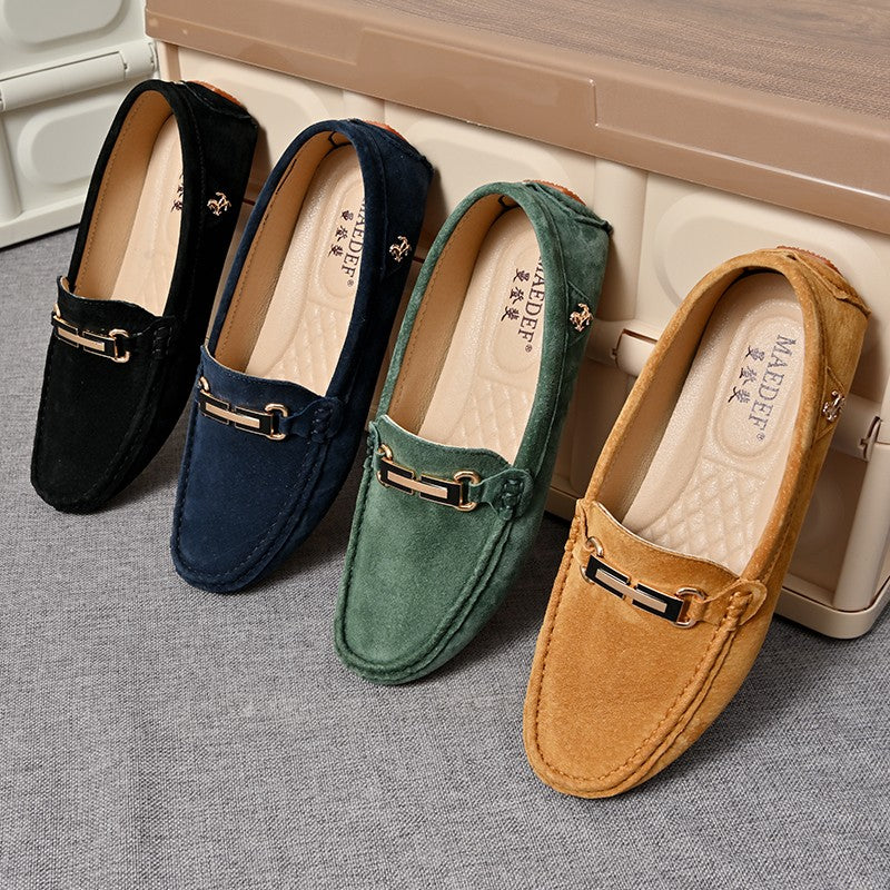 YRZL Loafers Men Big Size 48 Soft Driving Moccasins High Quality Flats Genuine Leather Shoes Men Slip-on Suede Loafers for Men