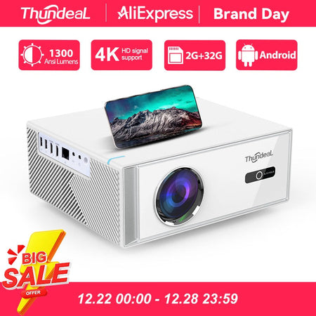 ThundeaL TD95W Android Projector Full HD 1080P WiFi 2K 4K Home Cinema Portable Smart TV Video Movie Meeting Led TD95 Projecter