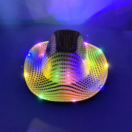 Wireless LED Western Cowboy Hat Light Up Cowboy Hat Disco Bride Pink Cowgirl Hat Concert NightClub Wedding Costumes Accessories