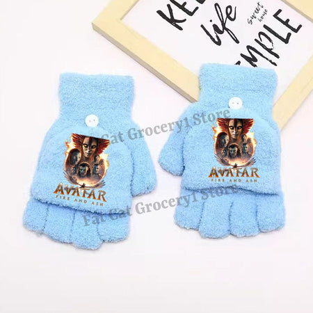 Avatar Fire and Ash Gloves Disneys Boy Winter Flip Cover Mittens Kids Outdoors Warm Cute Glove Children Clothes Accessories Gift