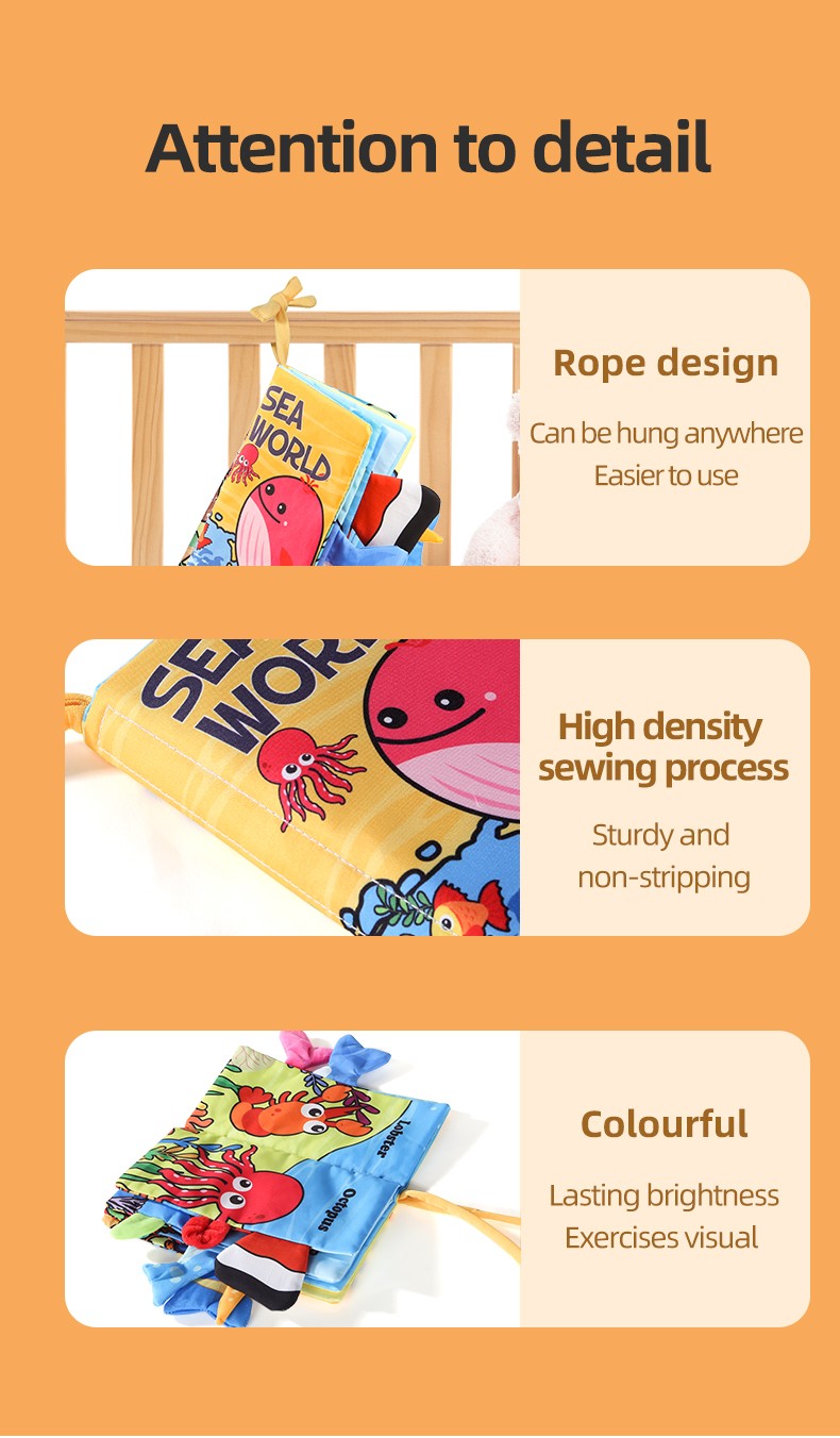 Baby Cloth Book Baby Toys 0-3 Year Old Infant Early Education Toys 6 Pages Cloth Book