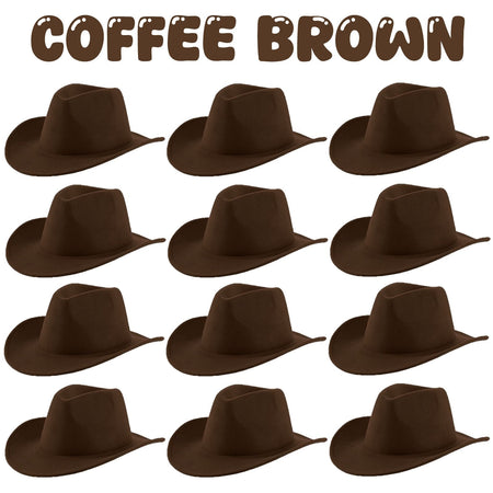 4-24Pcs Western Cowboy Hat for Men Women Adjustable Felt Cowgirl Hats Wide Brim Fedoras Hat for Adult Bachelor Party Costume