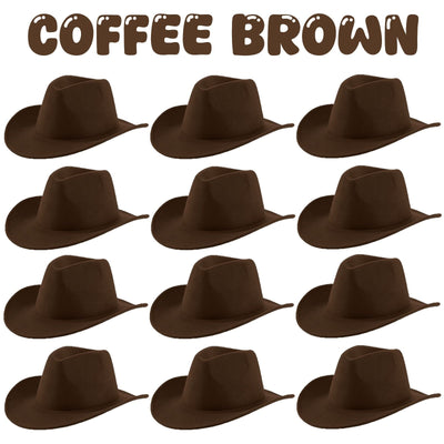 4-24Pcs Western Cowboy Hat for Men Women Adjustable Felt Cowgirl Hats Wide Brim Fedoras Hat for Adult Bachelor Party Costume