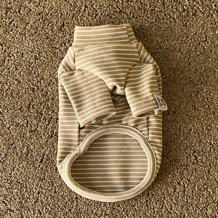 Pet Bottoming Shirt Teddy Beige Striped Vest Bichon Frise Winter Warmth Clothes Maltese Soft two-legged Clothing XS-XL