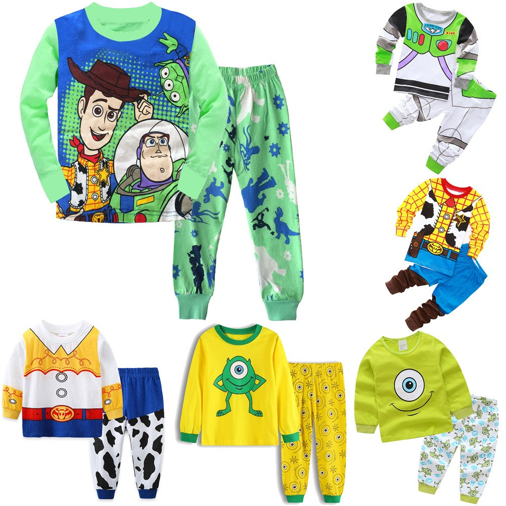 New Kids Pajama Set Cotton Soft Buzz Lightyear Print Loungewear Long Sleeve Pjs Sleepwear for Toddler Boys Girls Nighty