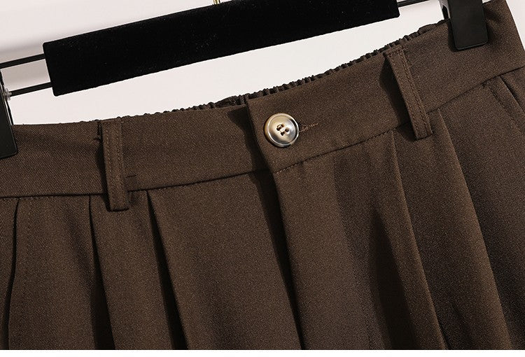 Plus Size Pants Woman 2025 Autumn Winter New Arrival High Waist Suit Pants High Quality Korean Style Straight Trousers