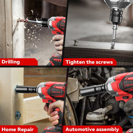 ONEVAN 1200W Brushless Cordless Electric Impact Wrench Portable Screwdriver Drill Repair Power Tool For Makita 18V Battery Pin