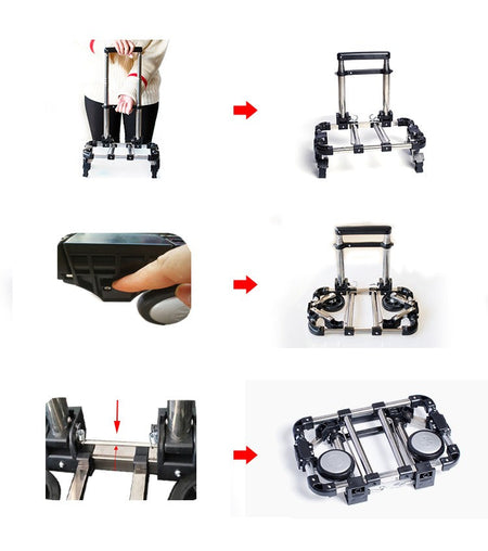 Full folding stainless steel luggage car Bearing capacity 30kg luggage Easy to carry trolley suitcase  Schoolbags shopping carts