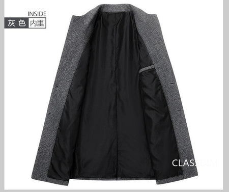 New Winter Men Cashmere Trench Coats Wool Blends Overcoats Business Casual Trench Long Jackets Male Slim Blends Coats Size 4XL