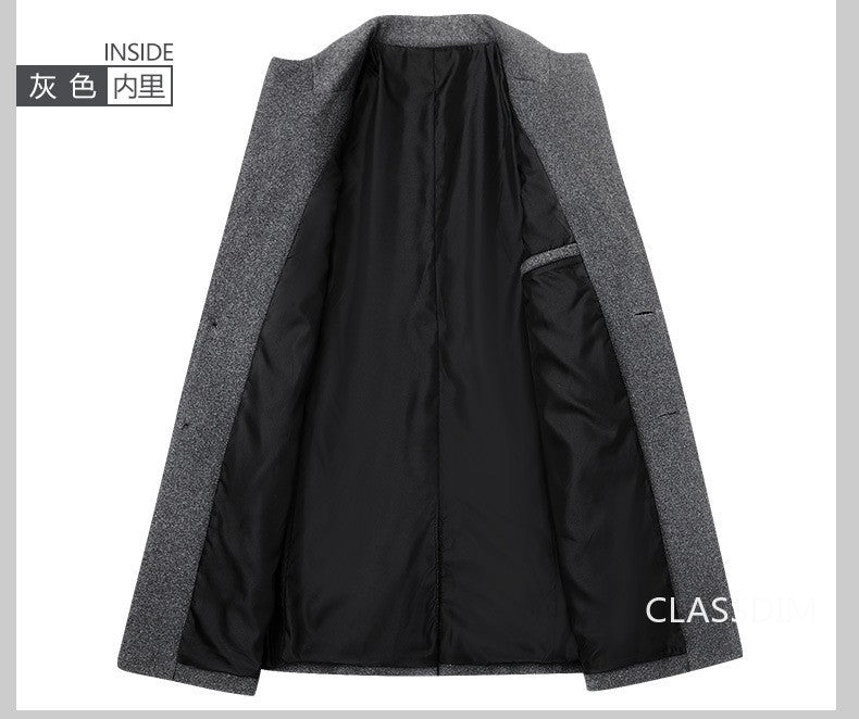 New Winter Men Cashmere Trench Coats Wool Blends Overcoats Business Casual Trench Long Jackets Male Slim Blends Coats Size 4XL