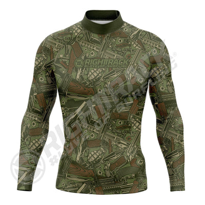 Hot Men's Rashguard Surfing Shirt Camo Lycra Fabrics RIGHTTRACK Surf Sportswear Beach UV Swimwear UPF50+ Clothes