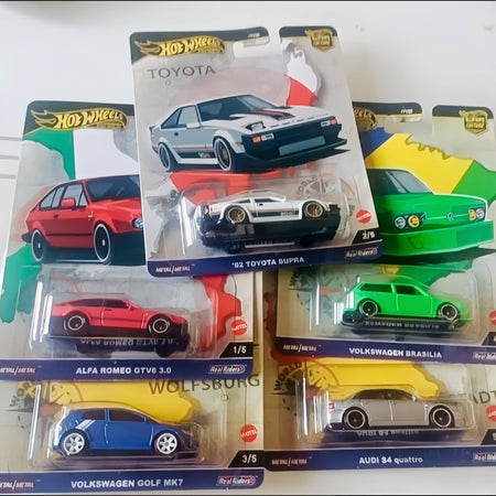 Hot Wheels Premium Car Culture World Tour 1/64 Diecast Volkswagen Golf Brasilia Audi S4 Quattro Alfa Vehicle Model Toy