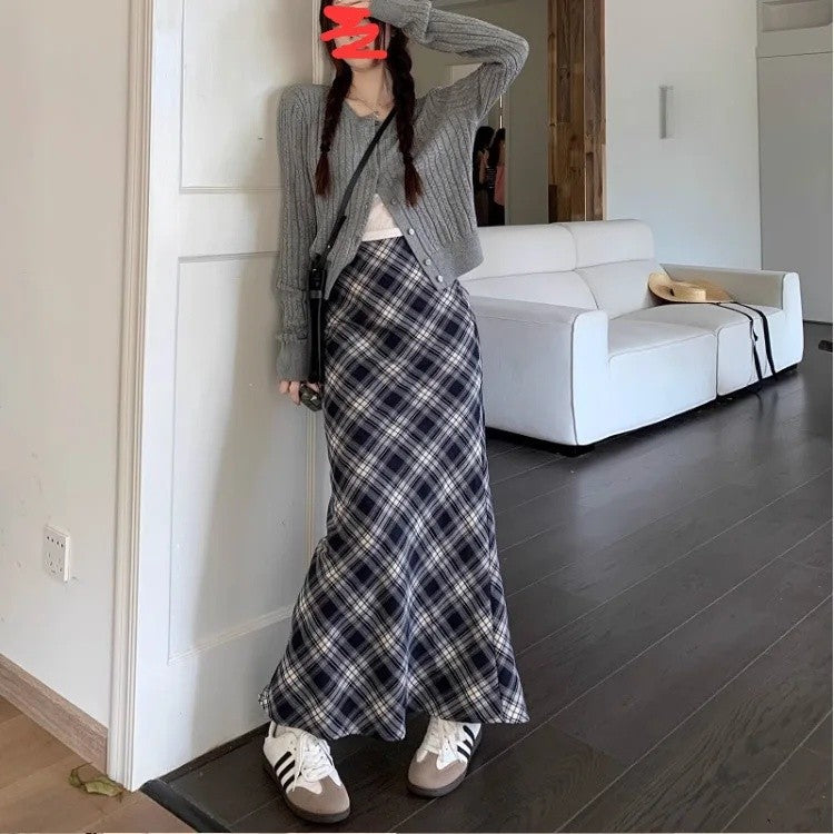 Plus Size Plus Size Plaid A- Line Mini Skirt Knee-Length Fashionable Autumn Winter Women's Clothing Chinese Style Casual Eleg...