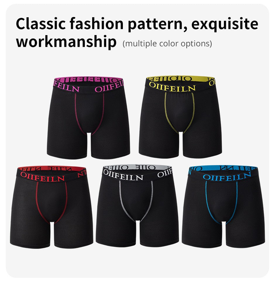 5/7/10 Pcs Men's Long Sports Parent-child Underwear Teenagers To Adults Multi-size Mix And Match Boyshort Elastic Waist Shorts