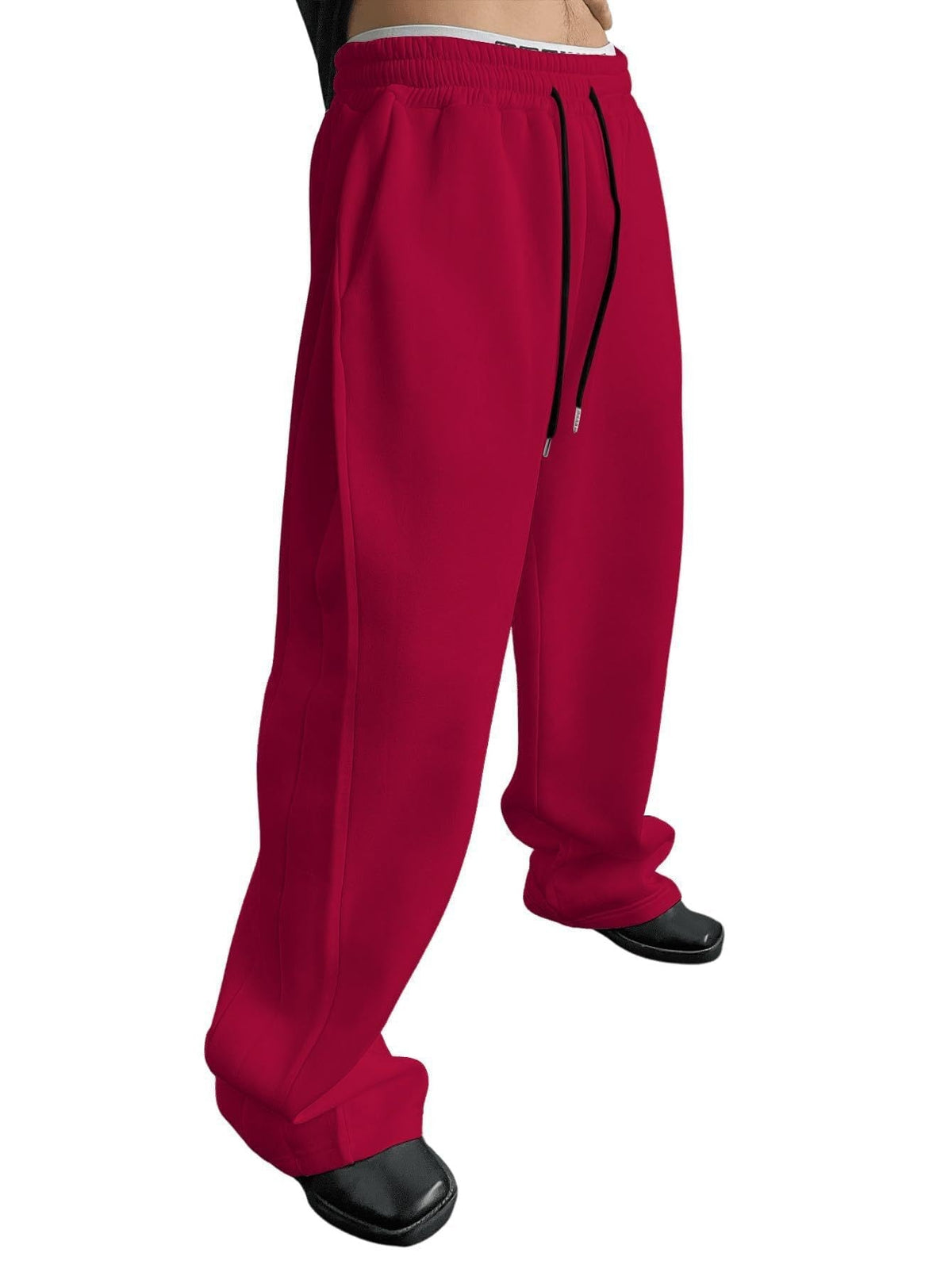 2025 wide leg sweatpants men's sweatpants waist drawstring straight leg loose pants straight leg sports pants