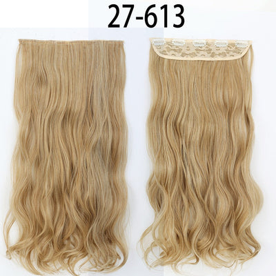 Synthetic Long Straight 5 Clip In Hair Extensions 22’‘ High Resistant Temperature Fiber Black Brown Blonde Hairpiece