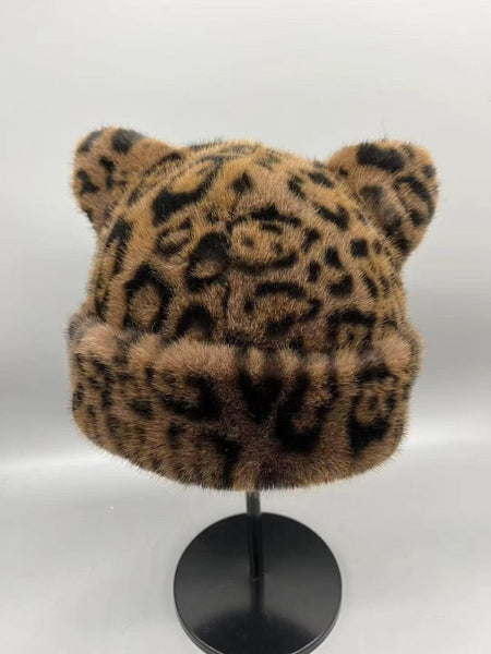 Korean Winter Imitation Fur Bucket Hat For Women Fashion Leopard Print Fisherman Hats Thichen Warm Plush Outdoor Cute Basin Cap