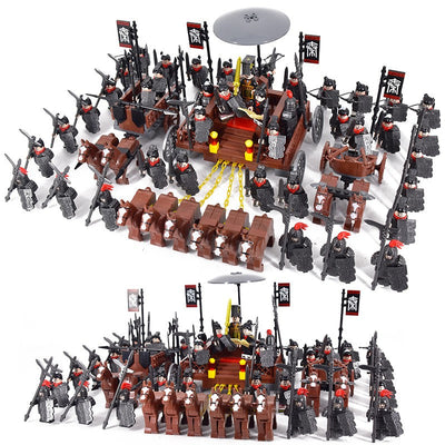 MOC Roman Empire Spartan Army Medieval Soldier Chariot Building Block Bricks Ancient Military War Helmet Toys For Children