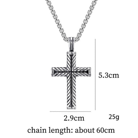 Twisted Pattern Cross Pendant Necklace Retro Simple Stainless Steel Chain Silver Color Hip Hop Jewelry Gifts For Women Men