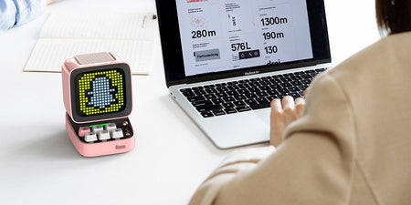 Divoom Ditoo-Pro Retro Pixel Art Bluetooth Portable Speaker Alarm Clock DIY LED Display Board, Cute Gift Home Light Decoration