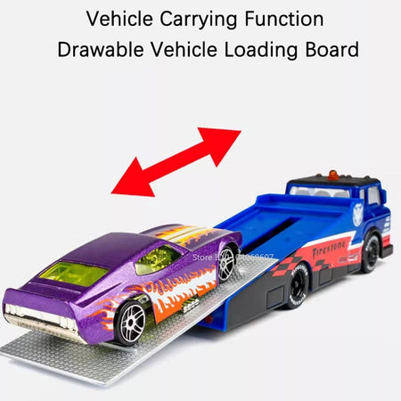 1:64 Scale Container Truck Miniature Model Toy Cars Metal Diecast Trailer with Pull Back Transport Vehicle Toys for Kids Gifts
