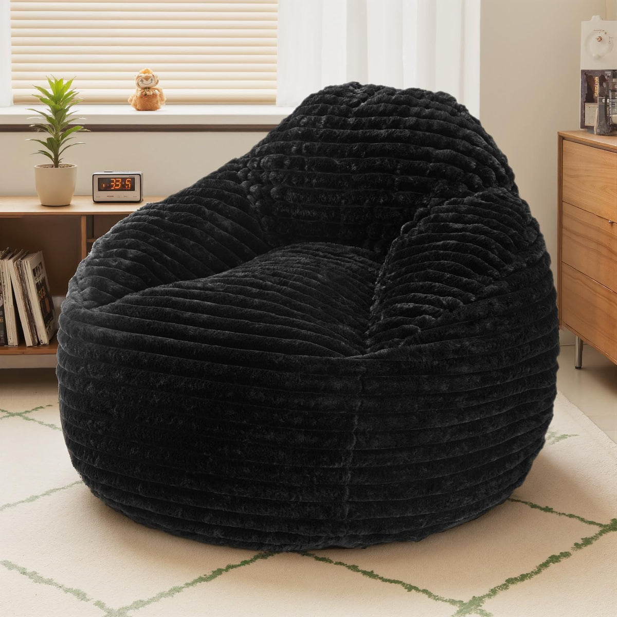 JHK Plush 39 InchBean Bag Chair for Gaming Reading Lazy Sofa Ergonomic Memory Foam Filled Couch For Living Room Furniture