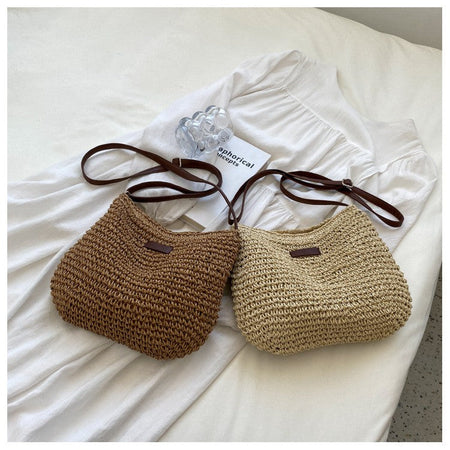 Fashion Straw Women Shoulder Bags Paper Woven Female Handbags Large Capacity Summer Beach Straw Bags Casual Tote Purses