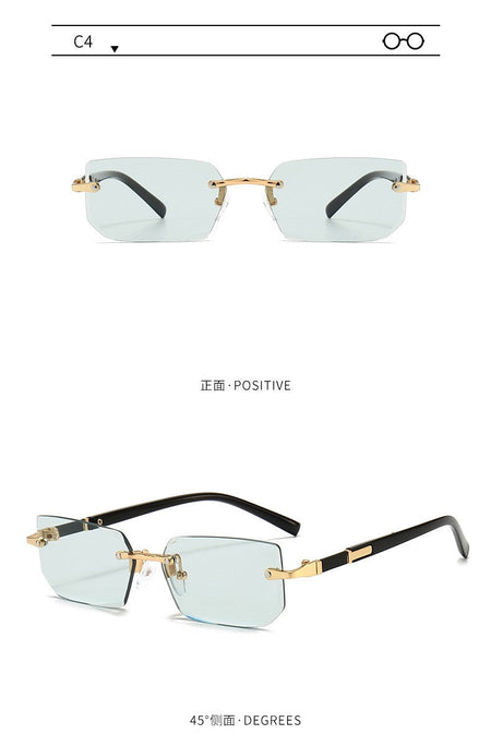 Rimless Sunglasses Rectangle Fashion Popular Women Men Shades Small Square Sun Glasses for Female Male Summer Traveling Oculos