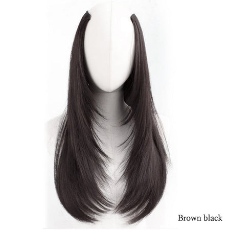 Synthetic layered V-shaped hair extension wig women's heat-resistant clip hair wig atmosphere long curly hair