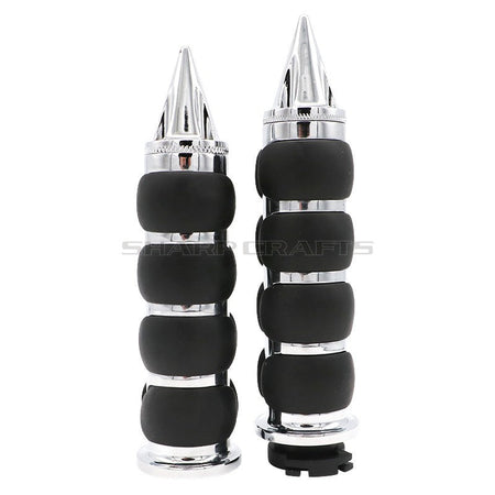 1" 25mm & 7/8'' 22mm Billet Rubber Flame Spike Hand Grips For Harley Honda Kawasaki Suzuki Yamaha  Bikes Cruiser Chopper Custom