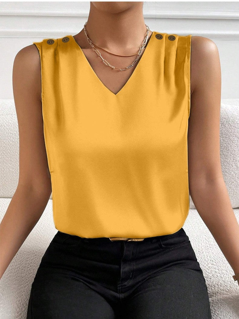 Solid Casual Loose Sleeveless Blouses For Women Fashion Summer Women's Oversized Shirts And Blouses Elegant Youth Female Tops