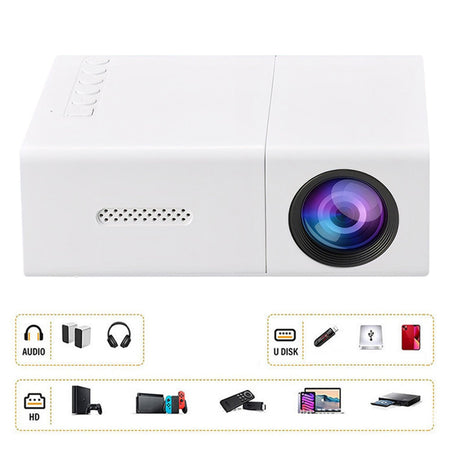 1080P LED Pocket Pico Video Projector Compatible with HDMI AV Laptop Smartphone 4K HD Video Projector for Outdoor Camping Movies