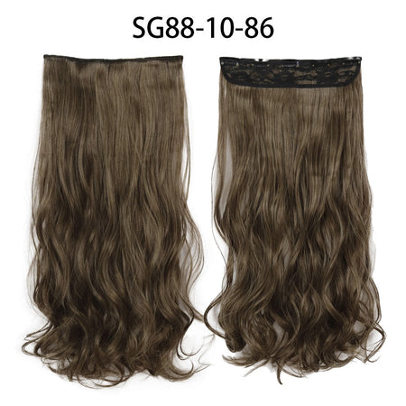 Synthetic Long Straight 5 Clip In Hair Extensions 22’‘ High Resistant Temperature Fiber Black Brown Blonde Hairpiece