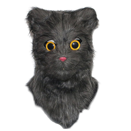 Movable Mouth Cat Head Mask Animal Latex Cute Helmet  Artificial Fur for Halloween Costumes Party Props Adult Size