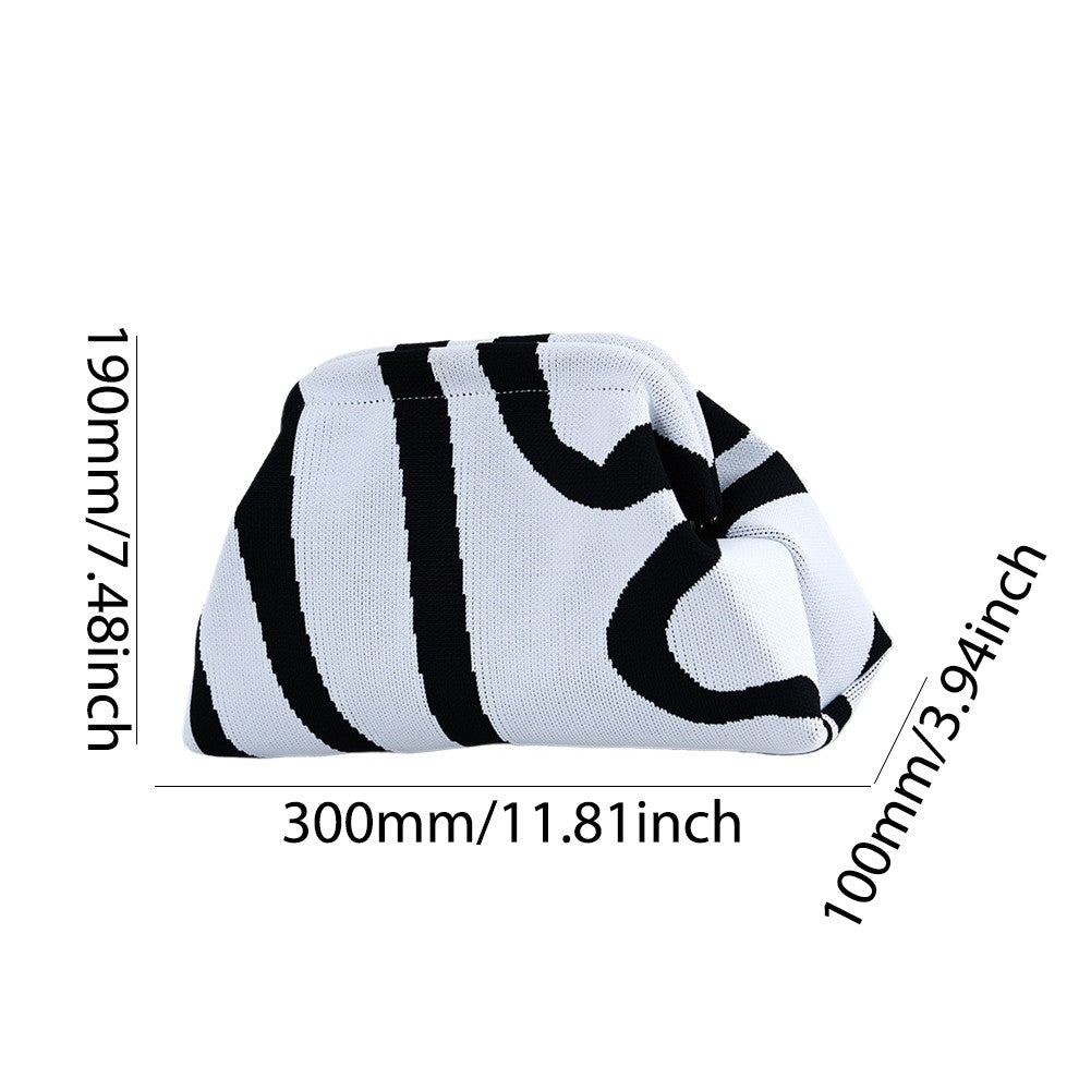 Ladies Crochet Clutch Purses Contrast Color Beach Bags Summer Woven Bags Women's Knitted Dumpling Bag Female Chic Colorblock Bag
