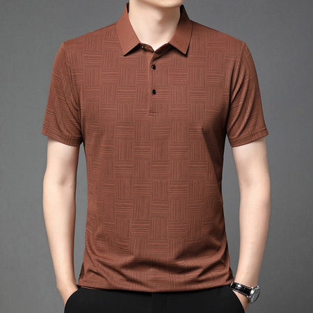 2024 Men's New Printed Business Casual Short sleeved POLO Shirt Fashion Short sleeved Comfortable and Breathable Top